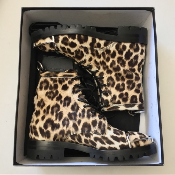 Alexander Wang Lyndon Leopard Print Combat Boots - Picture 2 of 8